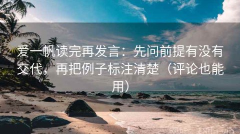 爱一帆读完再发言：先问前提有没有交代，再把例子标注清楚（评论也能用）